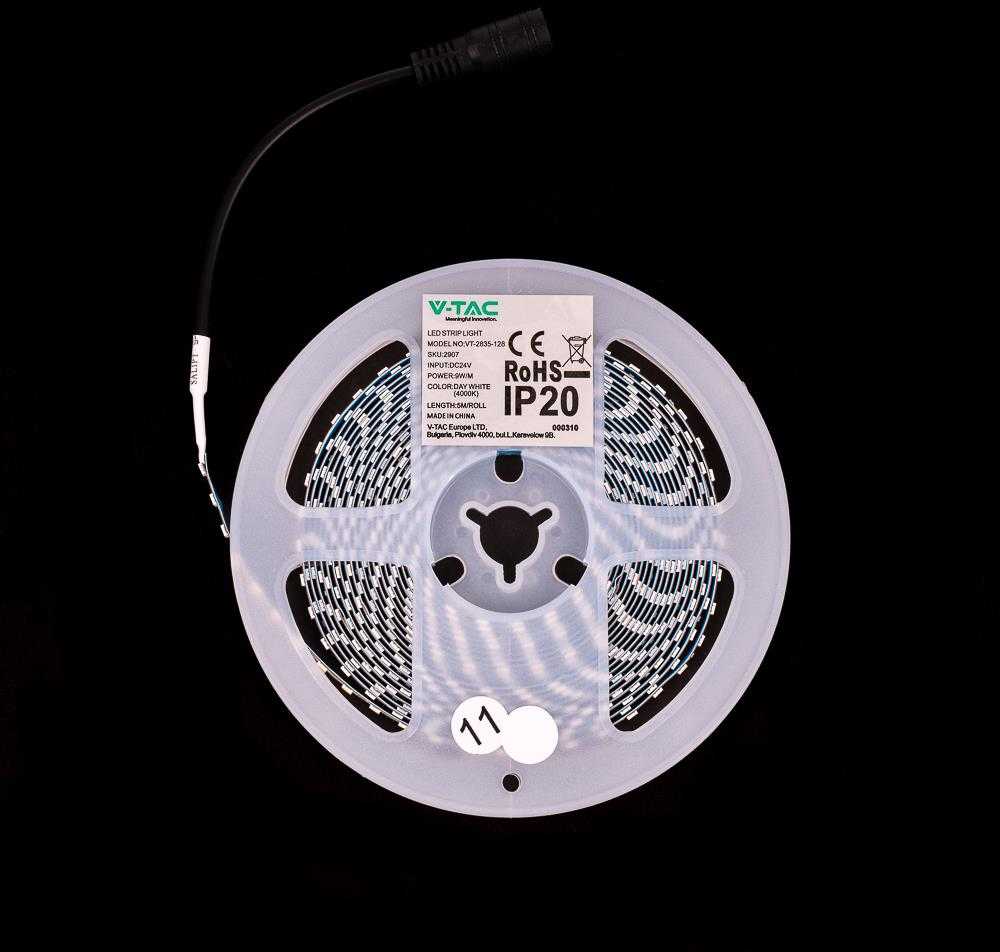 LED juostelė V-TAC SMD2835 128LED 24V IP20 plotis 4mm VT-2835 128 3000K 1200lm