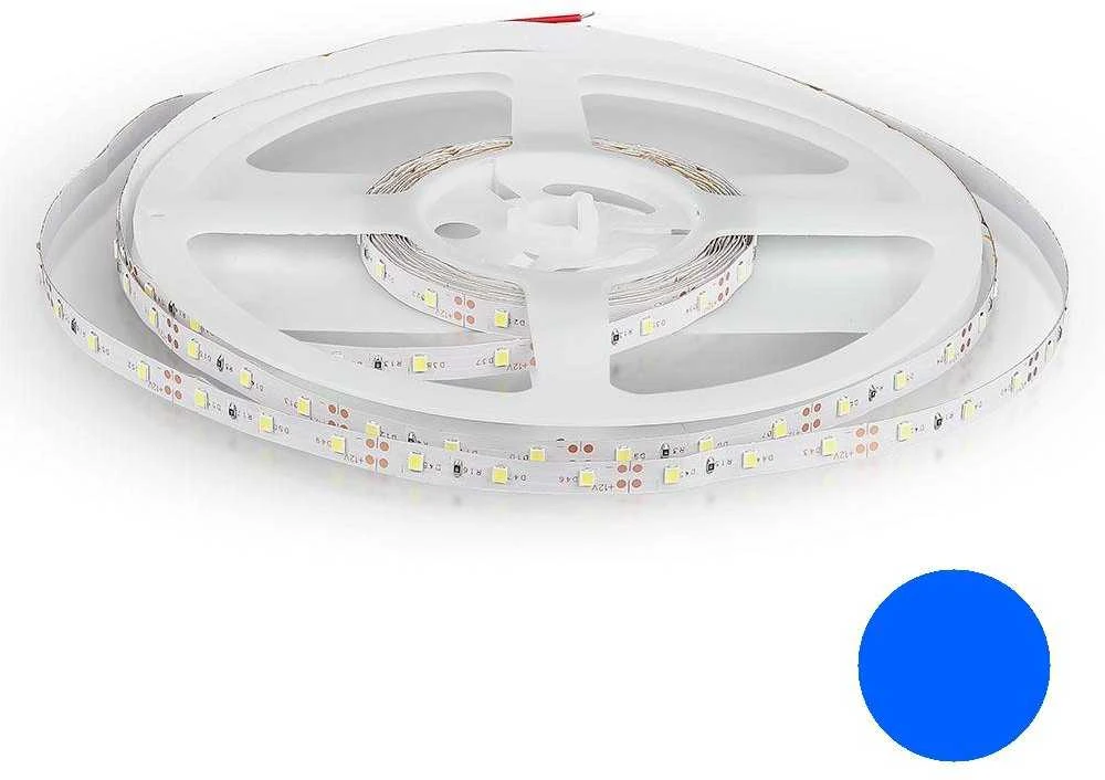 V-tac 4,2W/m LED juosta, 60LED/m, 12V, mėlyna sp., IP20, 5 metrų ritė