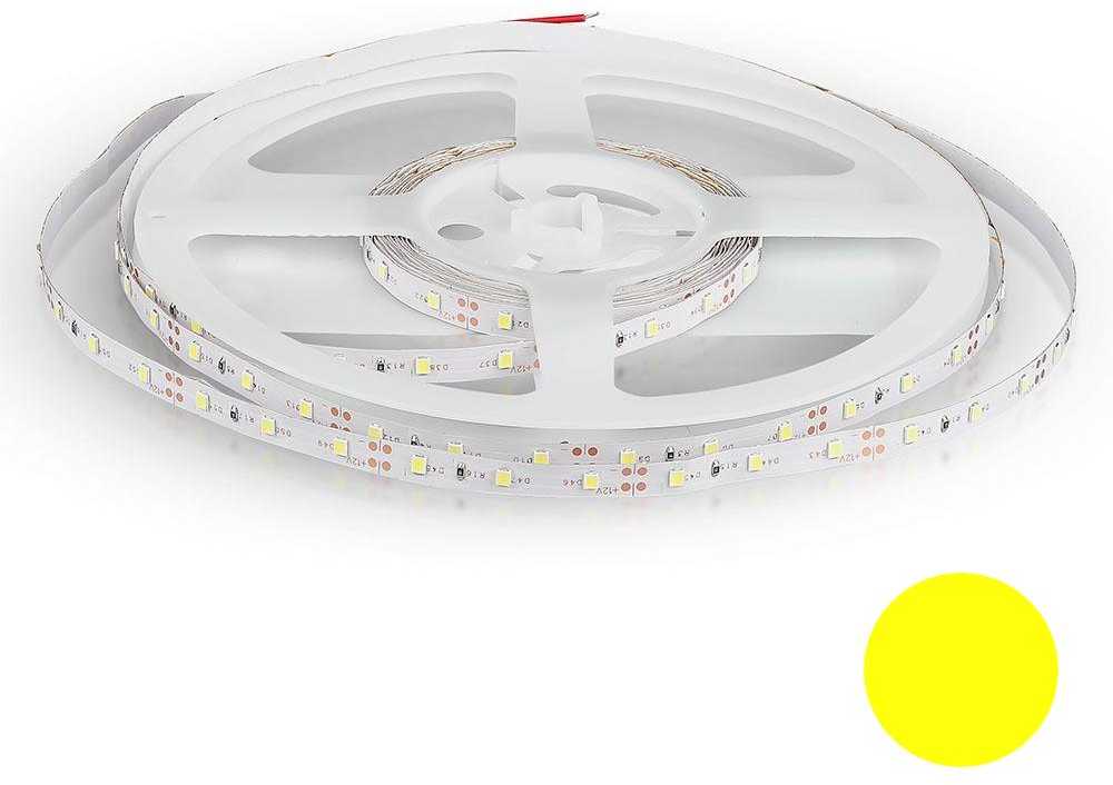 V-tac 3,6W/m LED juosta, 60LED/m, 12V, geltona šviesos sp., IP20, 5 metrų ritė