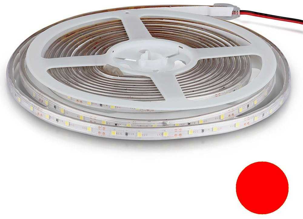 V-tac 5W/m LED juosta, 60LED/m, 12V, raudona sp., IP65, 5 metrų ritė