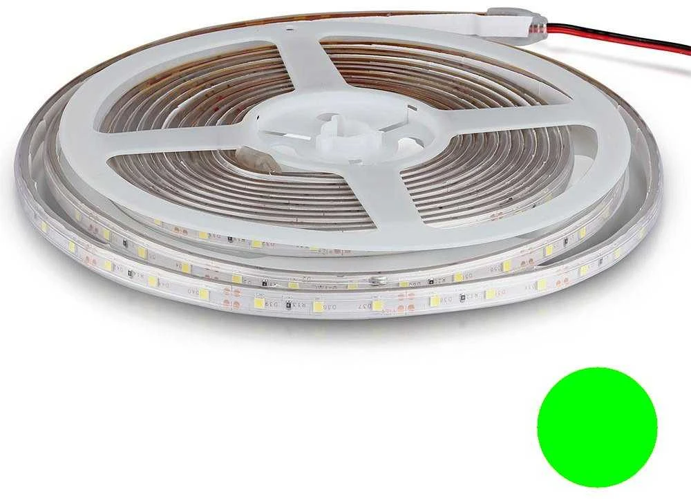 V-tac 3,2W/m LED juosta, 60LED/m, žalia šviesos sp., IP65, 5 metrų ritė