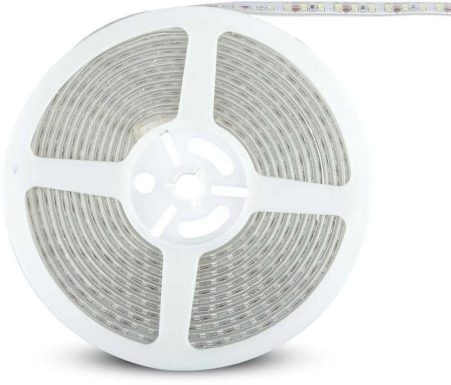 V-tac 8W/m LED juosta, 120LED/m, 12V, 3000K, IP65, 5 metrų ritė