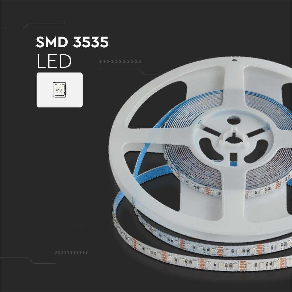 V-tac 12W/m LED juosta, 120LED/m, 24V, RGB, 5 metrų ritė