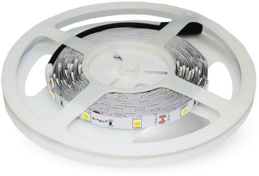 V-tac 6W/m LED juosta, 30LED/m, 12V, 3000K, IP20, 5 metrų ritė
