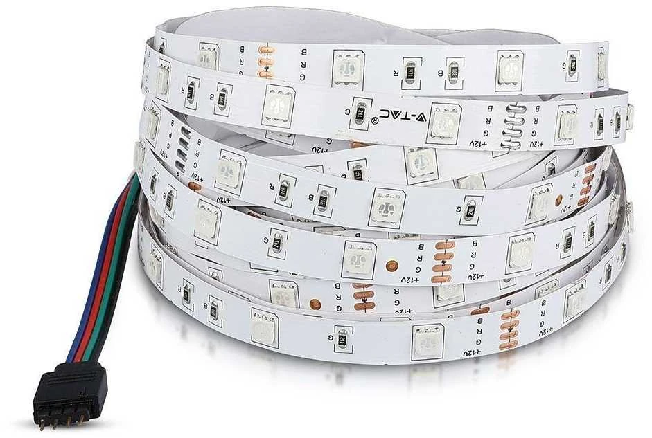 V-tac 6W/m LED juosta, 12V, 30LED/m, RGB, 5 metrų ritė