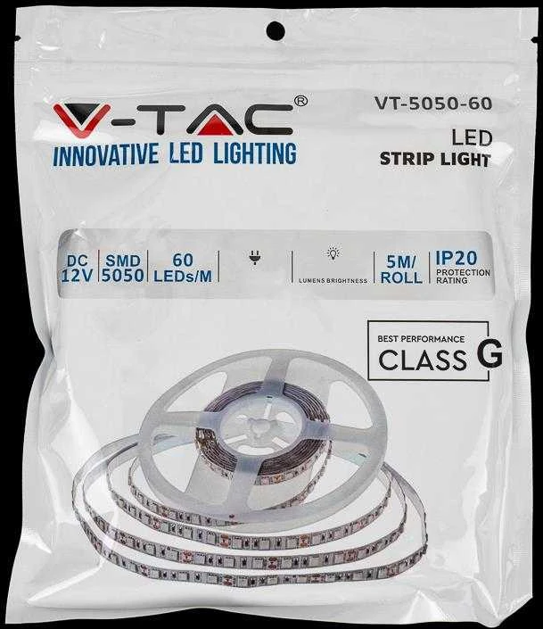 V-tac 11W/m LED juosta, 60LED/m, mėlyna sp., IP20, 5 metrų ritė
