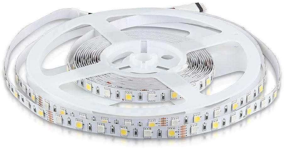 V-tac 8W/m LED juosta, 60 LED/m, RGB + 4000K, 5 metrų ritė