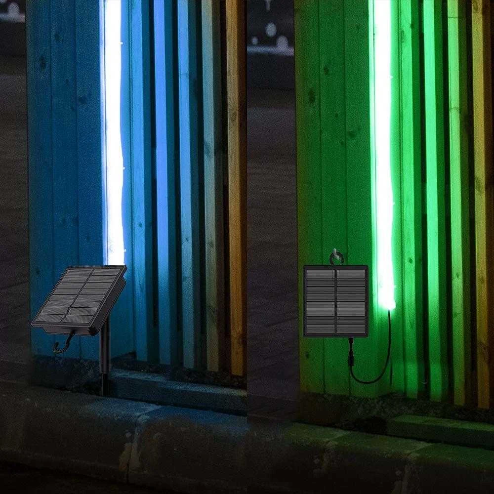 V-tac 1,2W/m LED juosta, RGB, IP67, 5m, su saulės baterija, nuotolinio valdymo pulteliu ir montavimo priedais