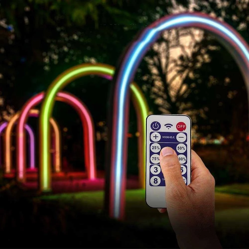 V-tac 1,2W/m LED juosta, RGB, IP67, 5m, su saulės baterija, nuotolinio valdymo pulteliu ir montavimo priedais