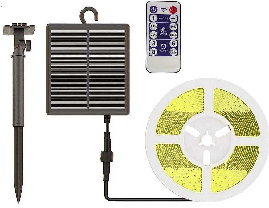V-tac 1,2W/m LED juosta, 4000K, IP67, 5m, su saulės baterija, nuotolinio valdymo pulteliu ir montavimo priedais