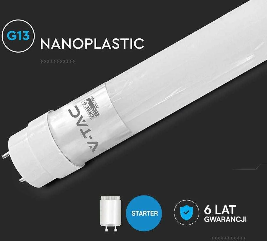 V-tac 18 W LED T8 lemputė, 120 cm, G13, 4000 K, CREE LED lustas