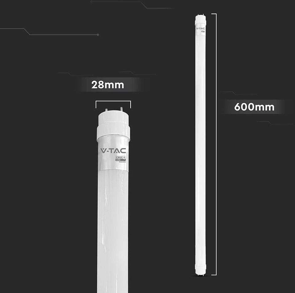 V-tac 9W LED T8 lemputė, 60 cm, G13, 4000K, CREE LED lustas