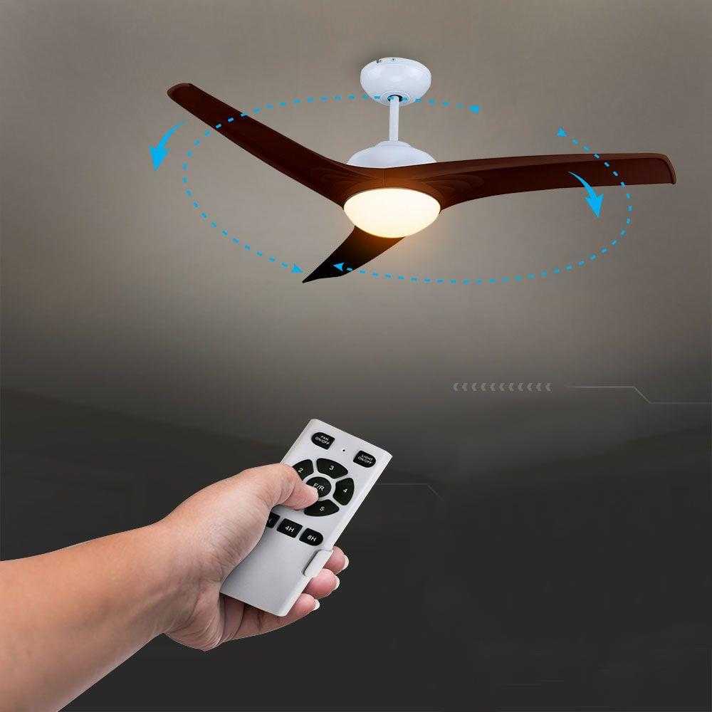 Lubinis šviestuvas V-tac 35W lubų ventiliaturius su 15W LED šviestuvu, rudas, su nuotolinio valdymo galimybe