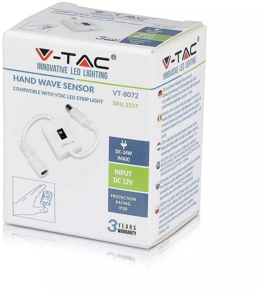 Daviklis V-TAC reaguojantis į rankos mojavimą, pritaikytas LED miegamojo apšvietimui.