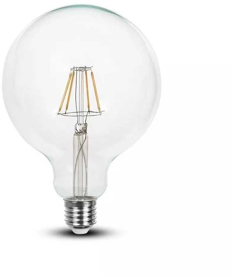 V-tac 10W LED filamentinė lemputė, G125, E27, 6500K