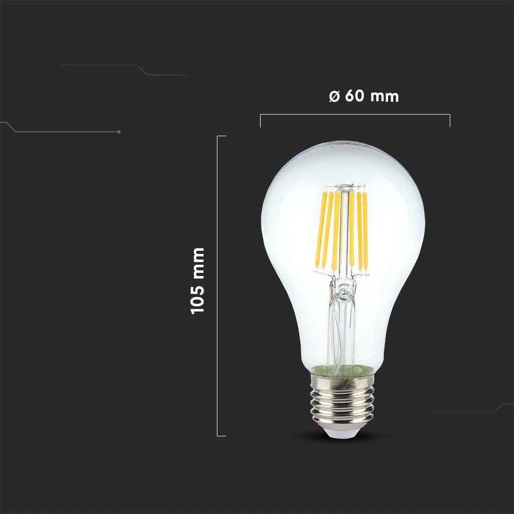 V-tac 10W LED filamentinė lemputė, E27, A60, 3000K