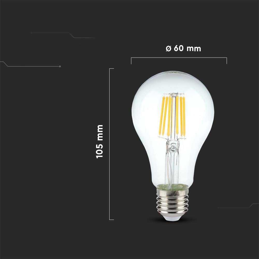 V-tac 10W LED filamentinė lemputė, E27, A60, 6500K