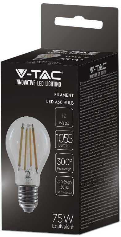 V-tac 12W LED filamentinė lemputė, E27, A60, 6500K