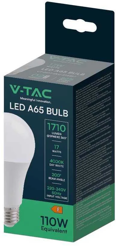 V-tac 17W LED lemputė, A65, E27, termoplastinė, 4000K