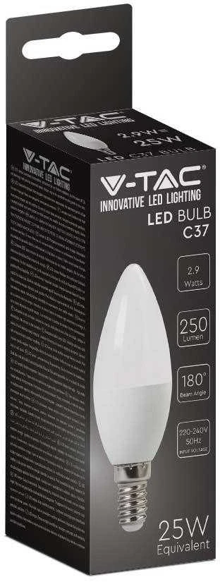 V-tac 2,9W LED lemputė, E14, žvakės formos, balta, 4000K