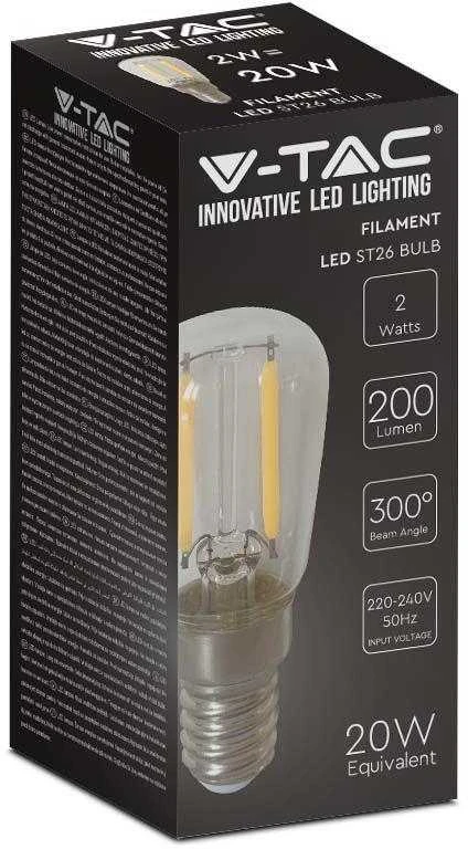 V-tac 2W LED filamentinė lemputė, E14, ST26, 6500K