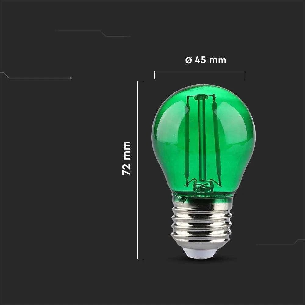 V-tac 2W LED filamentinė lemputė, E27, G45, žalia šviesos sp.