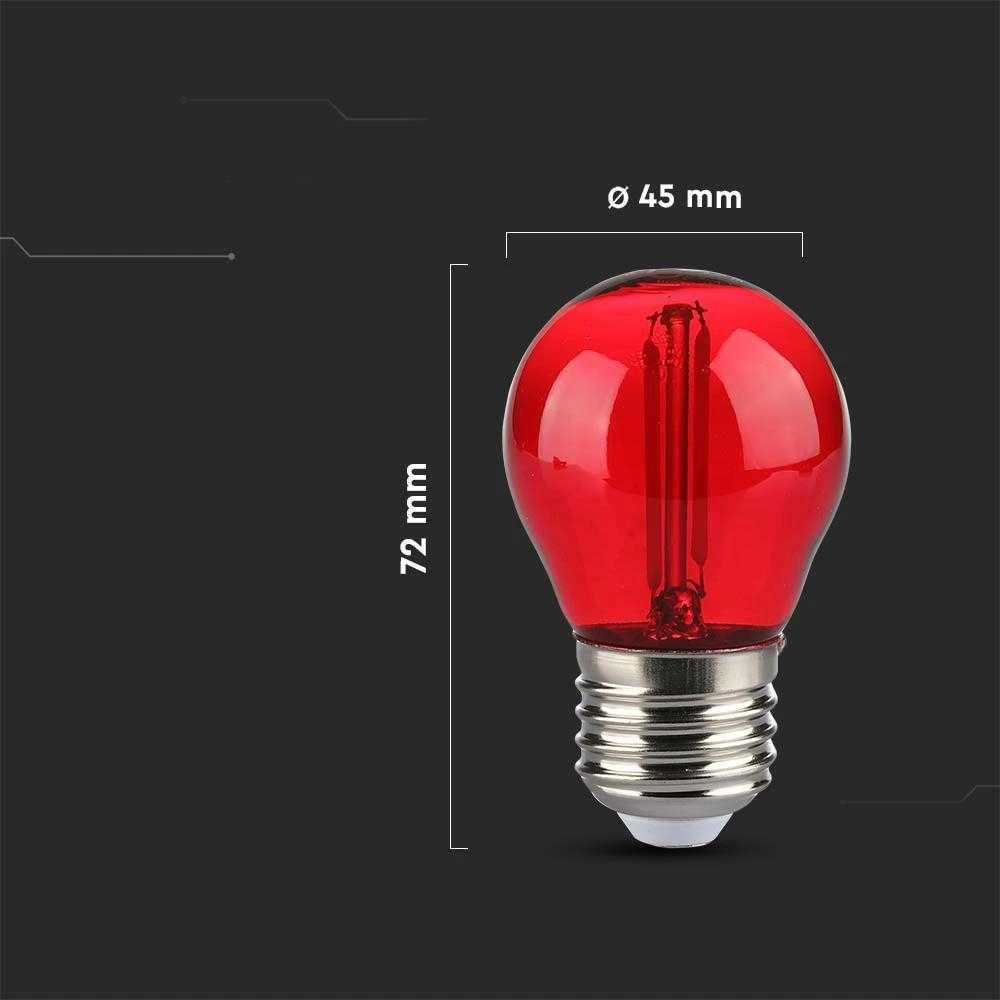 V-tac 2W LED filamentinė lemputė, E27, G45, raudona šviesos sp.