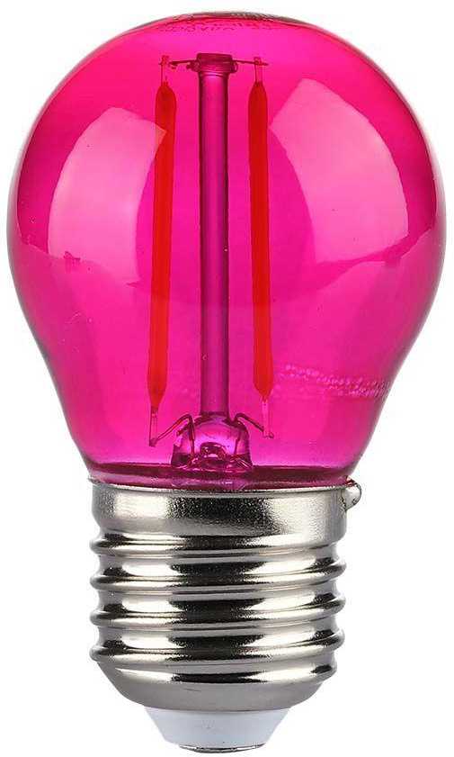 V-tac 2W LED filamentinė lemputė, E27, G45, rožinė šviesos sp.