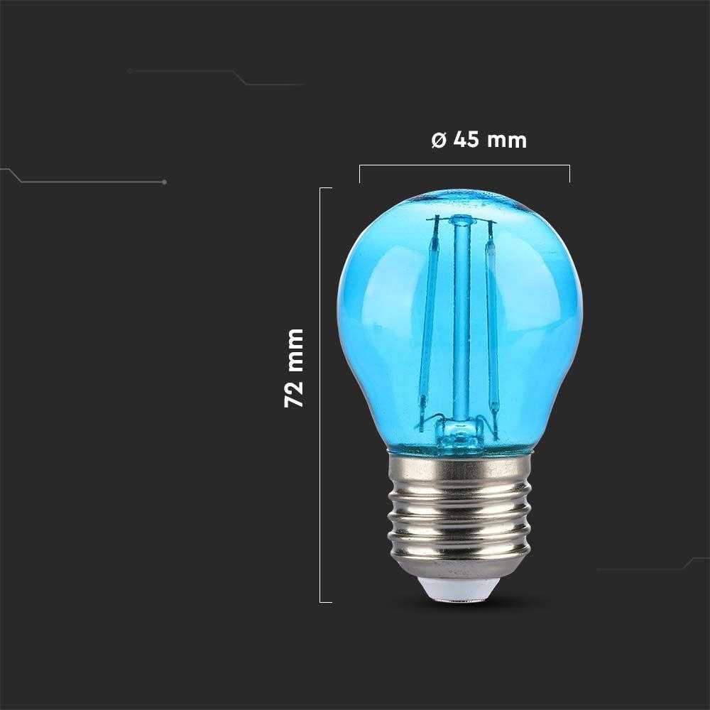 V-tac 2W LED filamentinė lemputė, E27, G45, mėlyna šviesos sp.