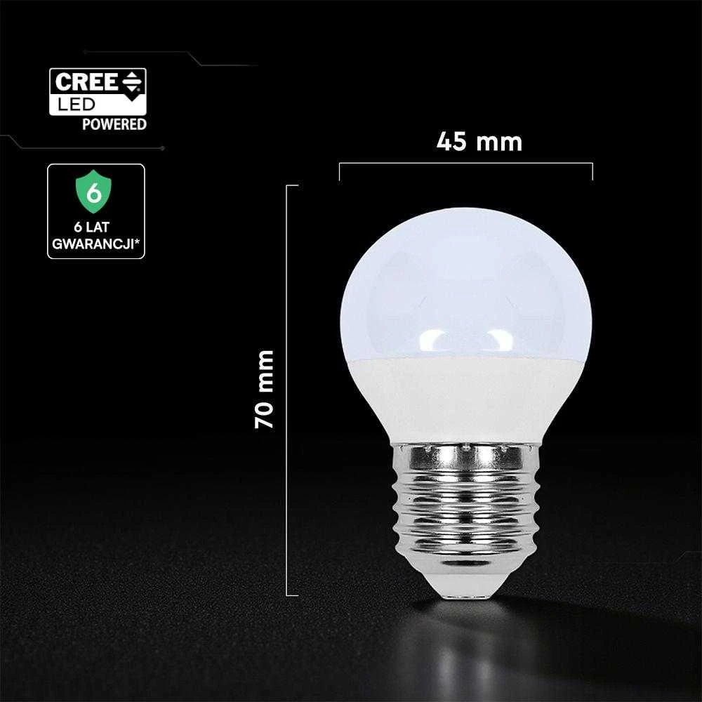 3,7W LED lemputė E27, G45, 3000K, 180°, CREE LED chip