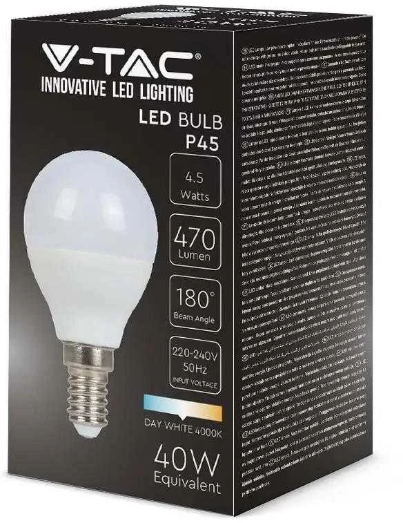 V-tac 4,5W LED lemputė, E14, P45, 6500K