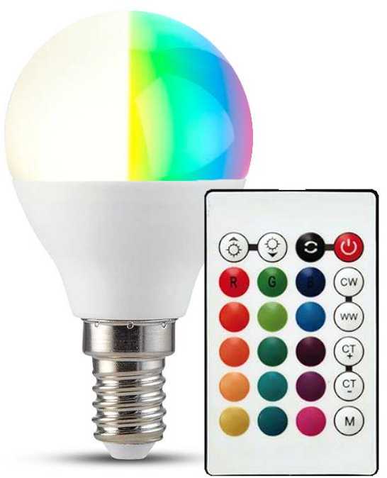 V-tac 4,8W LED lemputė, P45, E14, balta, RGB+3000K, dimeriuojama