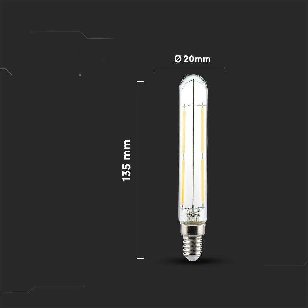 V-tac 4W LED lemputė, E14, T20, skaidriu stiklu, 3000K