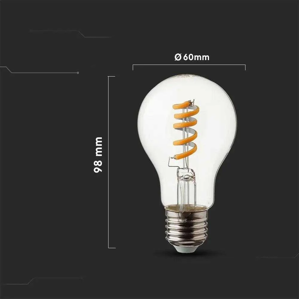 V-tac 4W LED filamentinė lemputė, E27, A60, 3000K