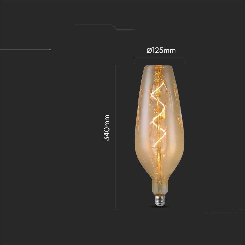 V-tac 4W LED filamentinė lemputė, E27, B125, gintaro sp., 2700K
