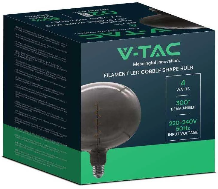 V-tac 4W LED filamentinė lemputė, E27, juoda