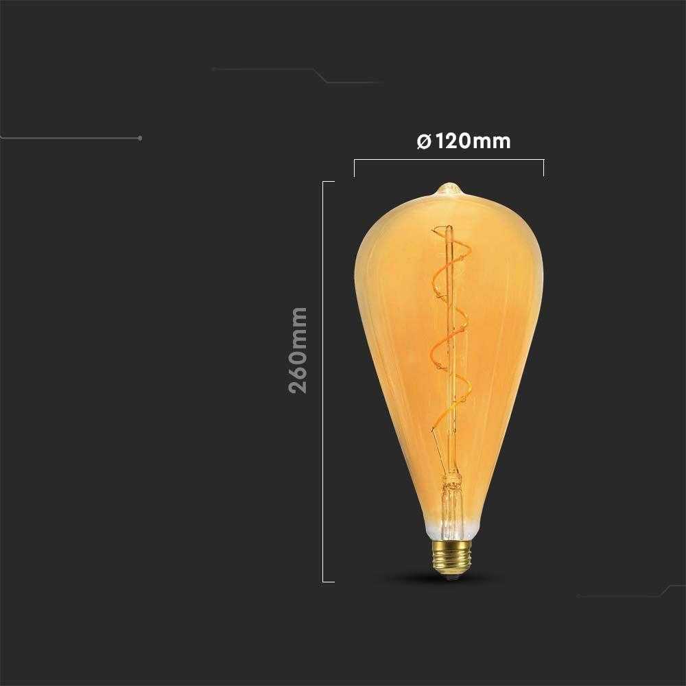 V-tac 4W LED filamentinė lemputė, E27, ST120, gintaro sp., 2700K
