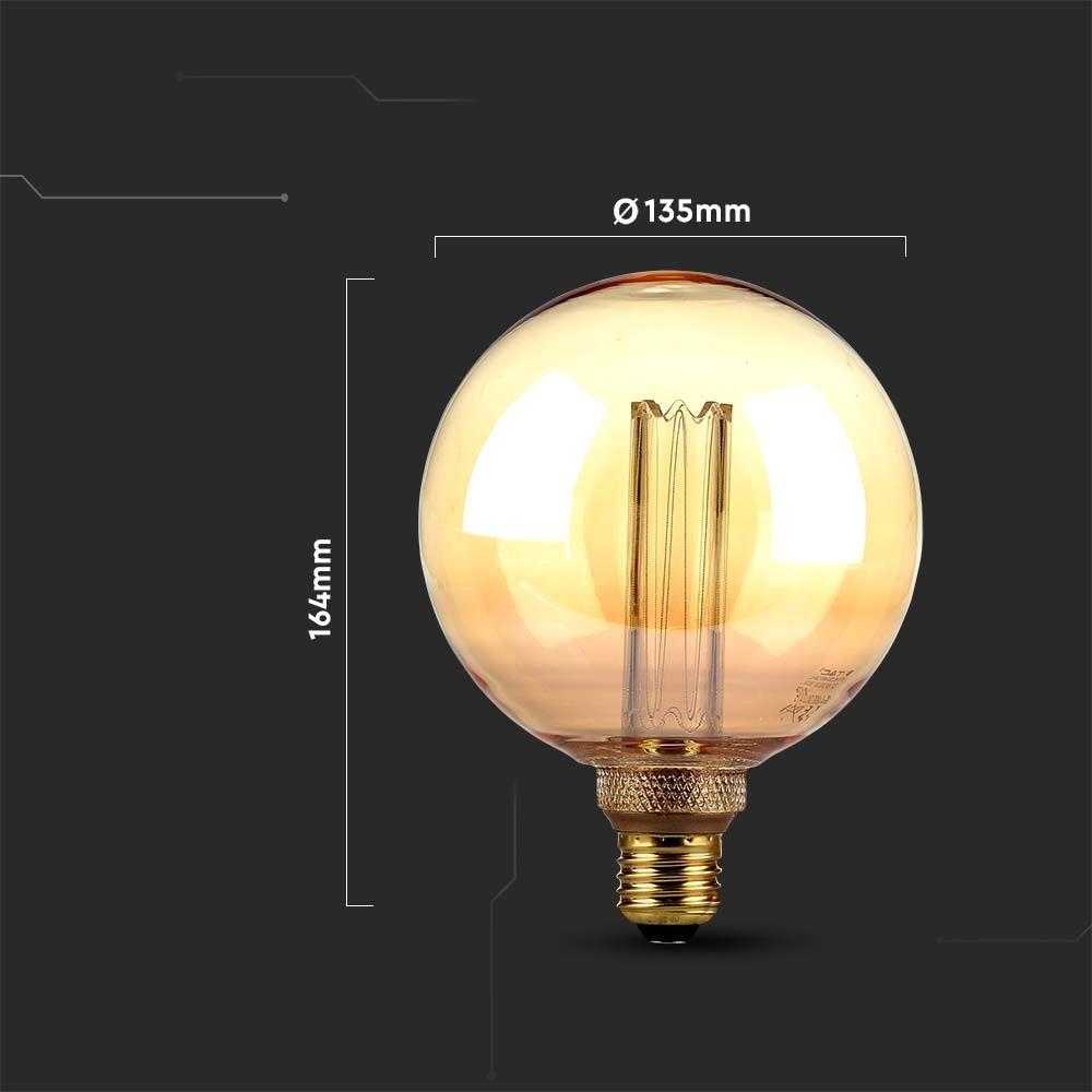 V-tac 4W LED filamentinė lemputė, G125, E27, gintaro sp., 1800K
