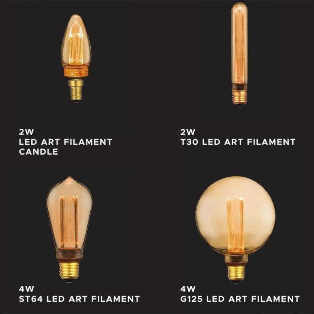 V-tac 4W LED filamentinė lemputė, G125, E27, gintaro sp., 1800K