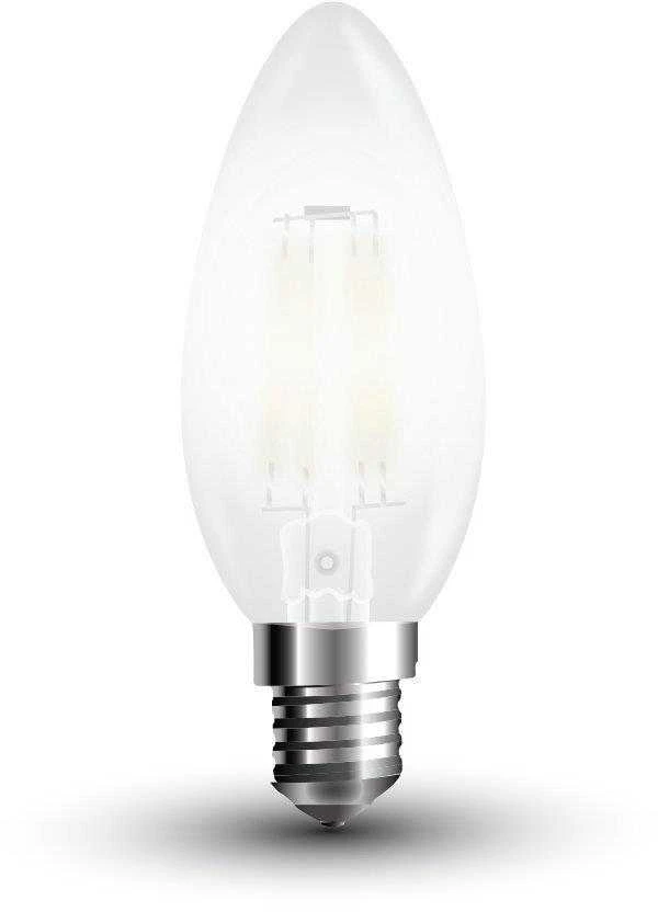4W LED lemputė V-TAC E14, žvakės formos, matiniu stikliuku, (2700K) šiltai balta