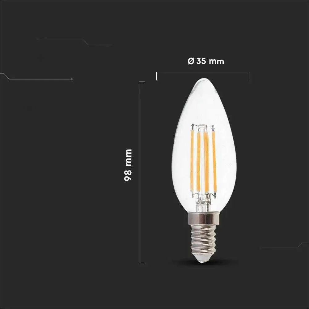 V-tac 4W LED filamentinė lemputė, E14, žvakės formos, 4000K
