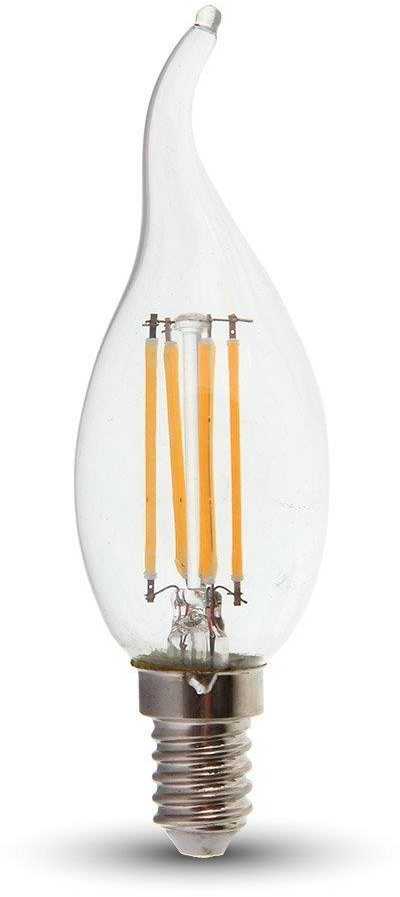 V-tac 4W LED filamentinė lemputė, E14, žvakės formos, 3000K