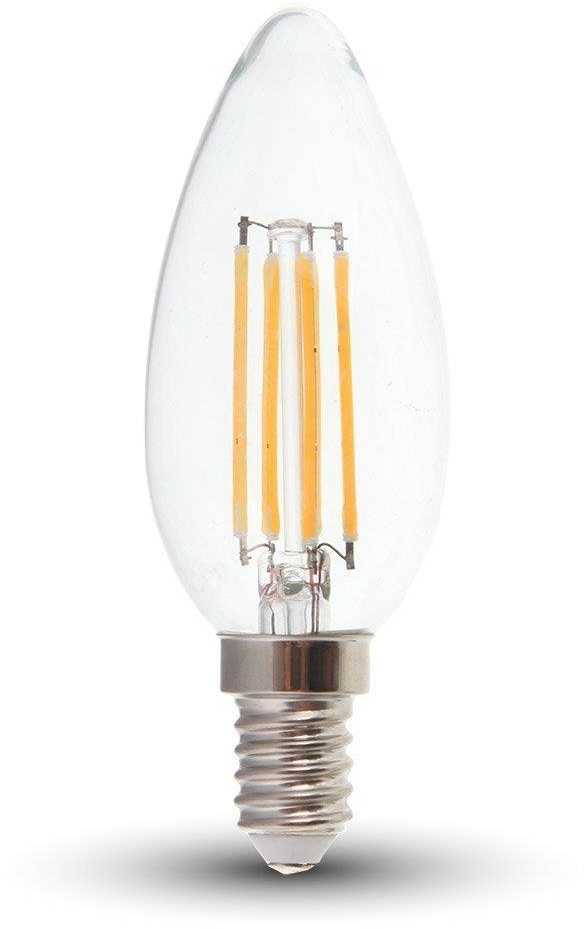 V-tac 4W LED filamentinė lemputė, E14, žvakės formos, 3000K