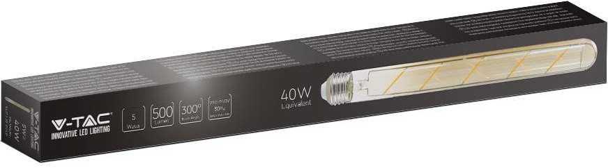 V-tac 5W LED filamentinė lemputė, E27, T30, gintaro sp., 2200K