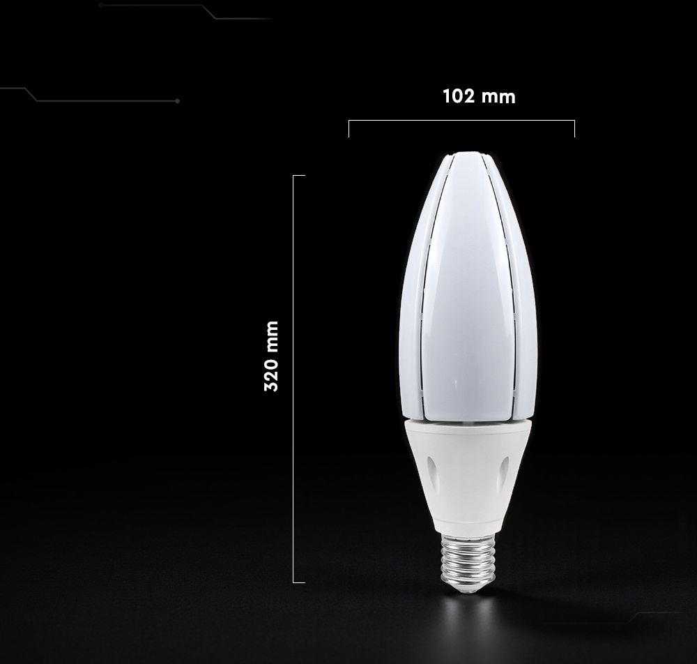 60W LED lemputė, E40, balta, 6500K, 300°