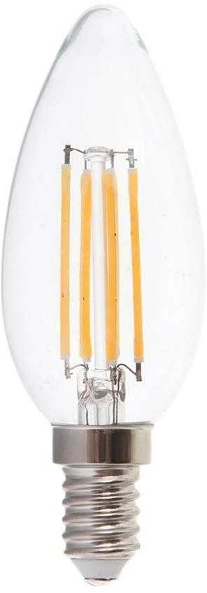 V-tac 6W LED filamentinė lemputė, E14, žvakės formos, skaidri, 3000K
