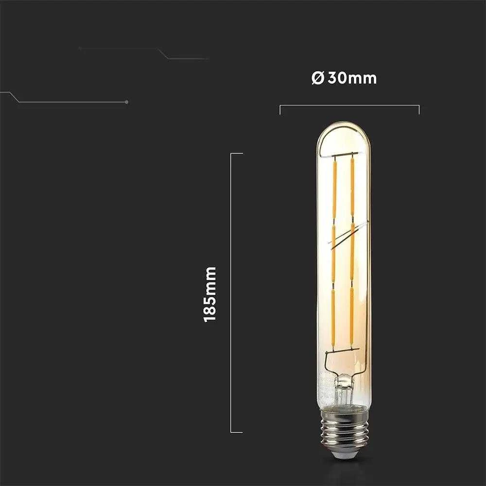 V-tac 6W LED filamentinė lemputė, E27, T30, gintaro sp., 2200K