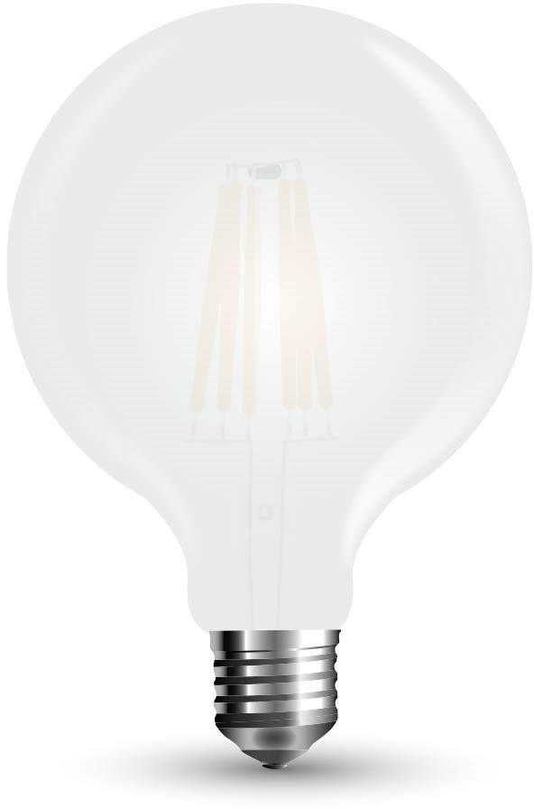 7W LED COG lemputė V-TAC, E27, G125, matiniu paviršiumi, 6400K
