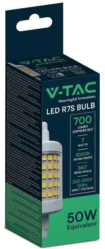 V-tac 7W LED lemputė, R7S, 4000K