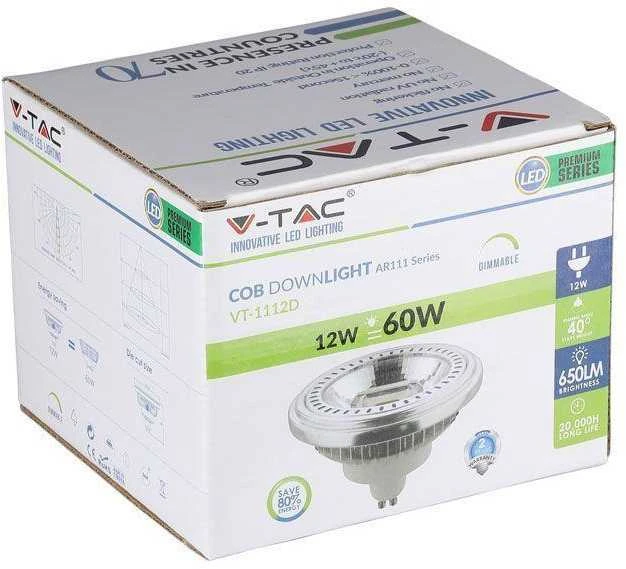 12W LED lemputė, AR111, GU10, 40°, 4000K, dimeriuojama